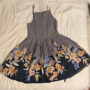 Striped Floral Charlotte Russe Strapless Dress
